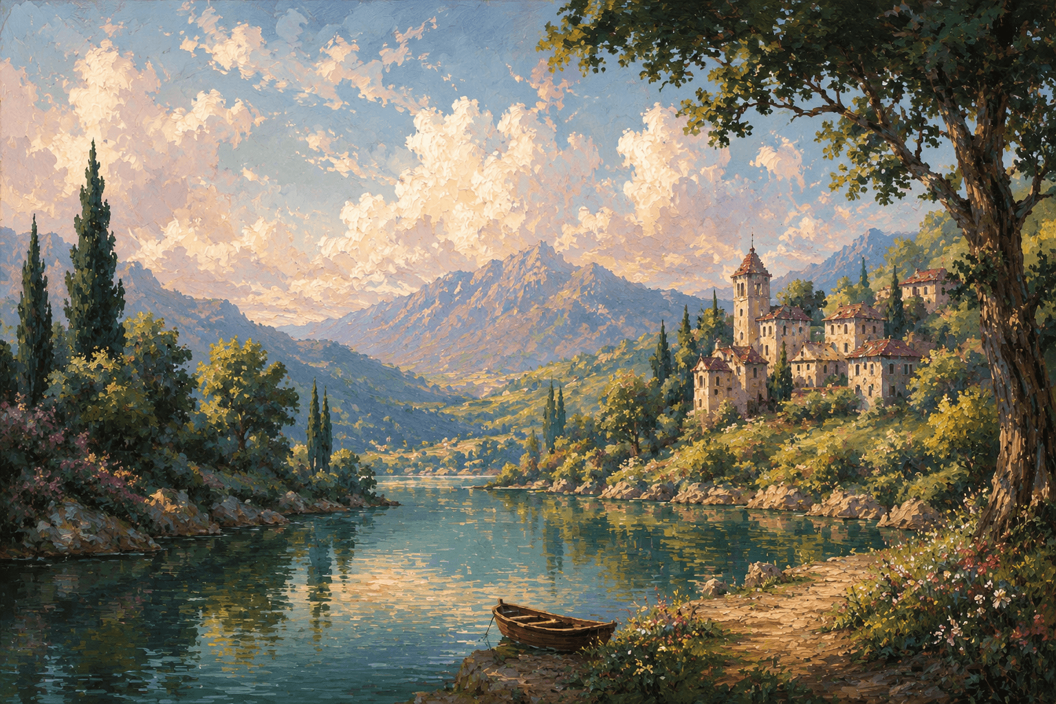 Painted mountain landscape used as the TalentOS homepage atmosphere